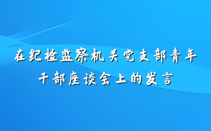 在纪检监察机关党支部青年干部座谈会上的发言