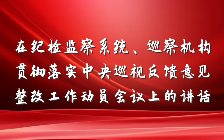 在纪检监察系统、巡察机构贯彻落实中央巡视反馈意见整改工作动员会议上的讲话