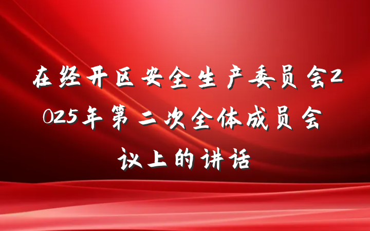 在经开区安全生产委员会2025年第二次全体成员会议上的讲话