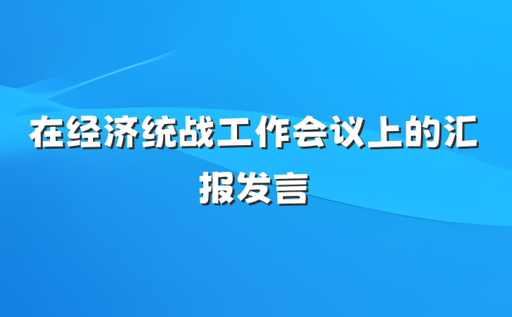在经济统战工作会议上的汇报发言