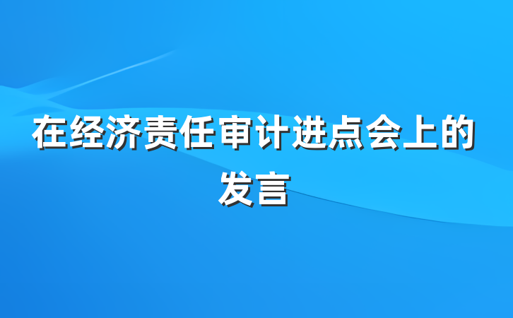在经济责任审计进点会上的发言