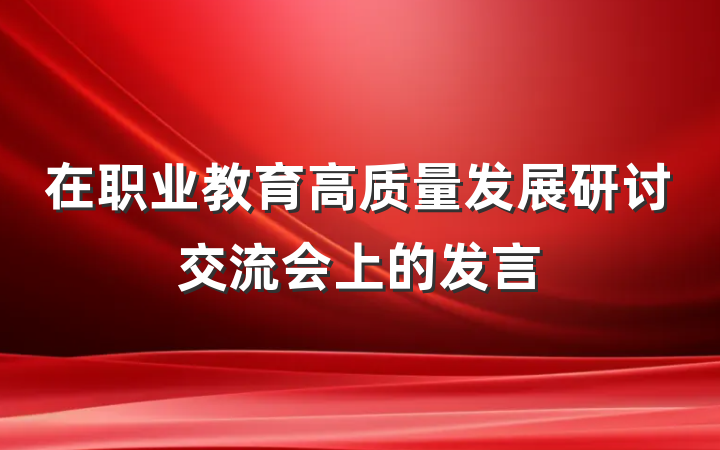 在职业教育高质量发展研讨交流会上的发言