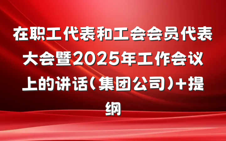 在职工代表和工会会员代表大会暨2025年工作会议上的讲话（集团公司） 提纲