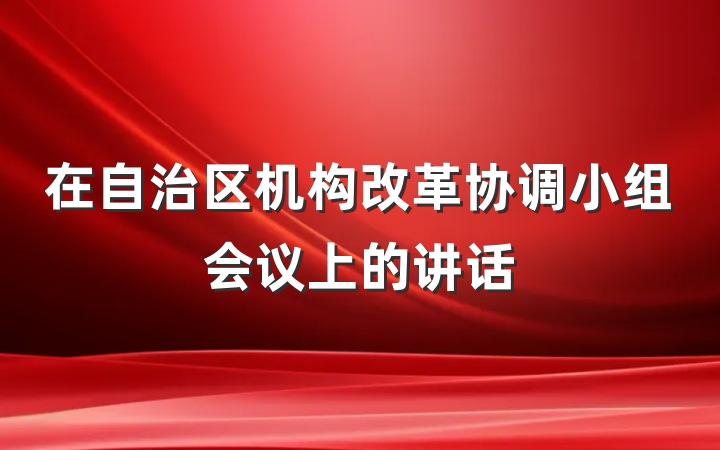 在自治区机构改革协调小组会议上的讲话