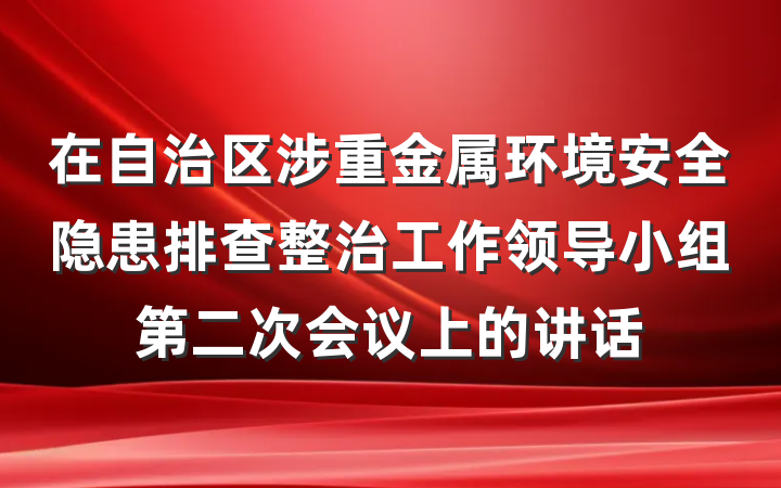 在自治区涉重金属环境安全隐患排查整治工作领导小组第二次会议上的讲话