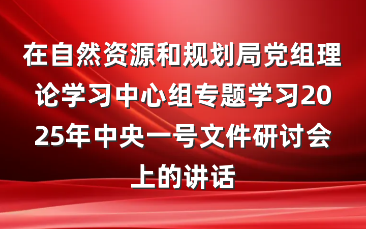 在自然资源和规划局党组理论学习中心组专题学习2025年中央一号文件研讨会上的讲话