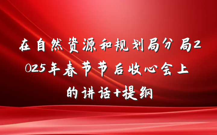 在自然资源和规划局分局2025年春节节后收心会上的讲话 提纲