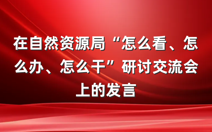 在自然资源局“怎么看、怎么办、怎么干”研讨交流会上的发言