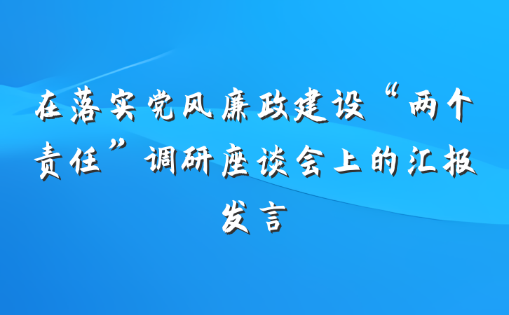 在落实党风廉政建设“两个责任”调研座谈会上的汇报发言