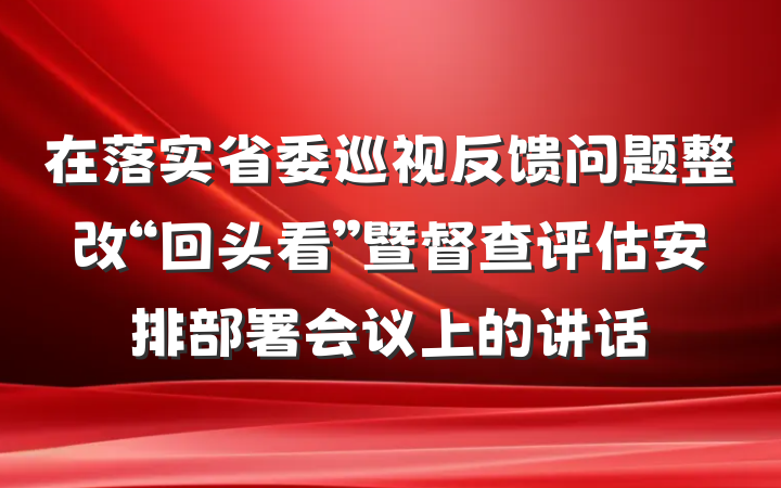 在落实省委巡视反馈问题整改“回头看”暨督查评估安排部署会议上的讲话