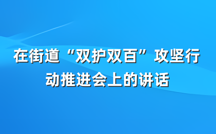 在街道“双护双百”攻坚行动推进会上的讲话