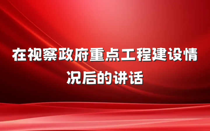 在视察政府重点工程建设情况后的讲话