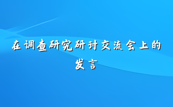 在调查研究研讨交流会上的发言