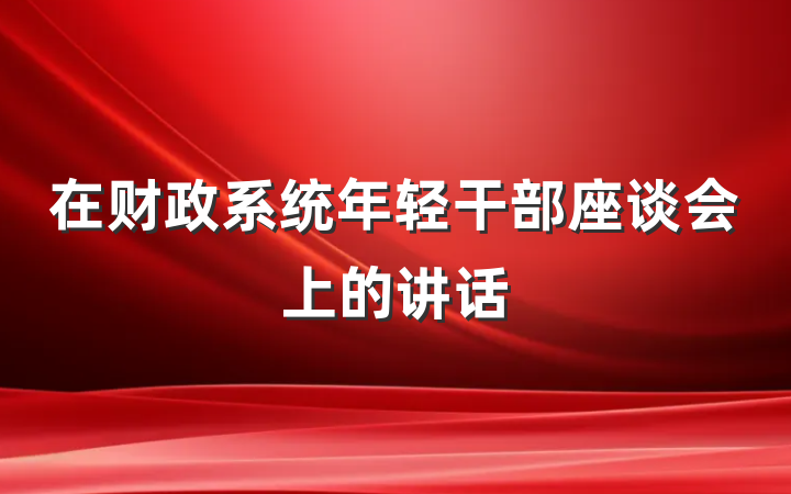 在财政系统年轻干部座谈会上的讲话