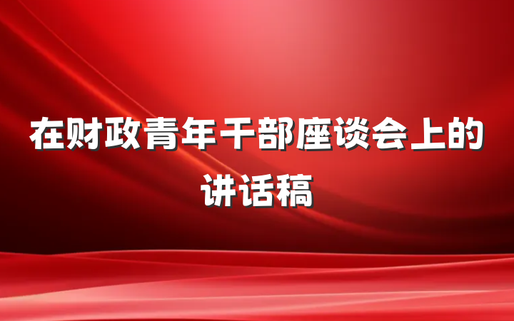 在财政青年干部座谈会上的讲话稿