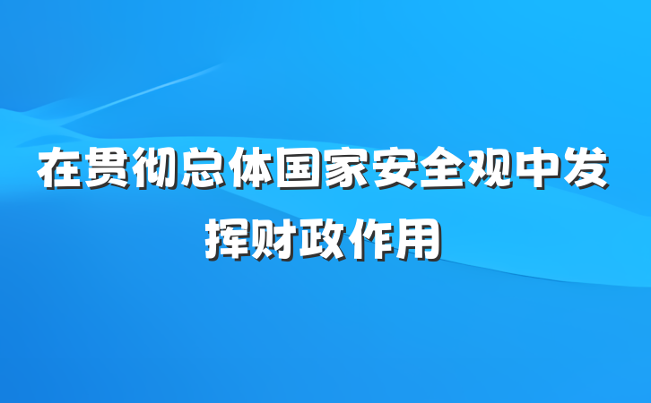 在贯彻总体国家安全观中发挥财政作用