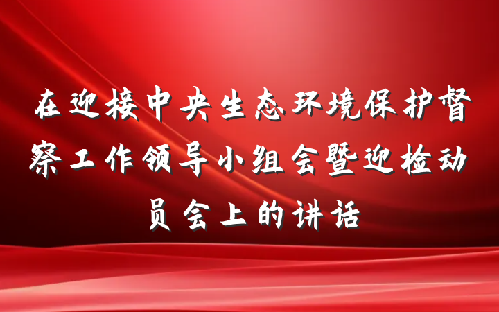 在迎接中央生态环境保护督察工作领导小组会暨迎检动员会上的讲话