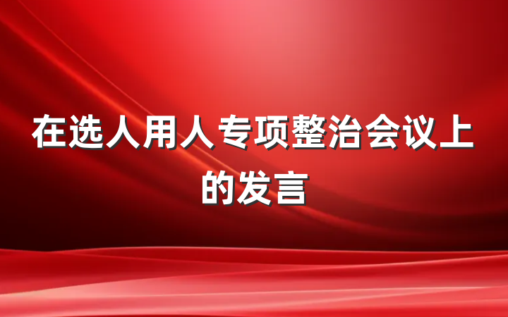 在选人用人专项整治会议上的发言