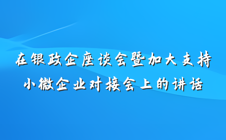 在银政企座谈会暨加大支持小微企业对接会上的讲话