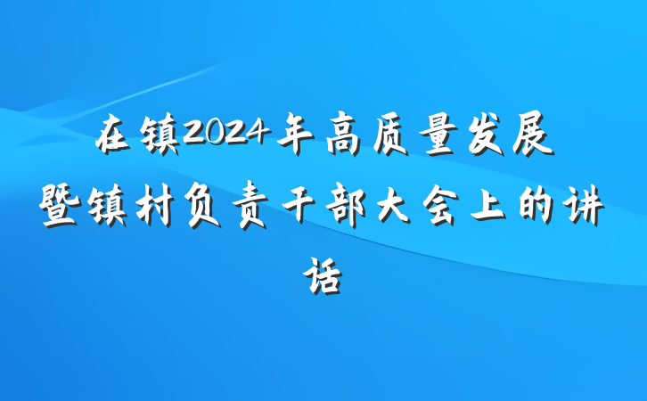 在镇2024年高质量发展暨镇村负责干部大会上的讲话