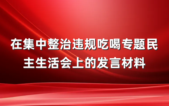 在集中整治违规吃喝专题民主生活会上的发言材料
