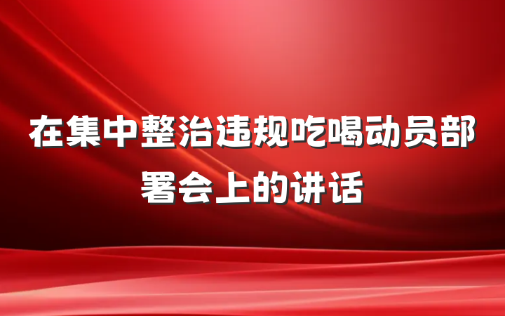 在集中整治违规吃喝动员部署会上的讲话