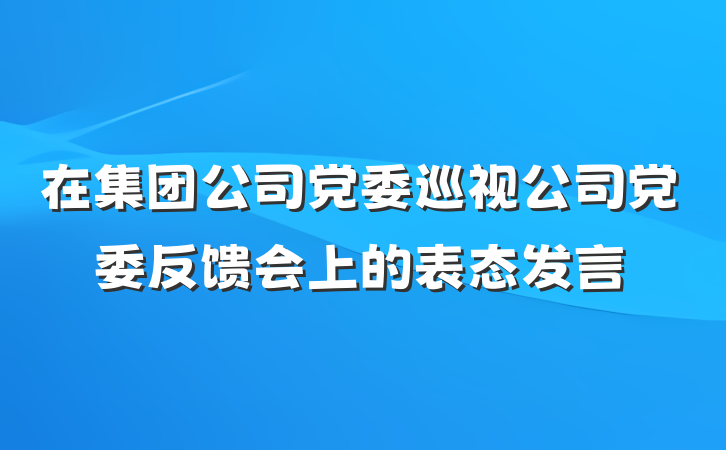 在集团公司党委巡视公司党委反馈会上的表态发言