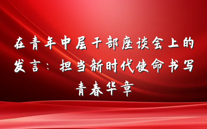 在青年中层干部座谈会上的发言：担当新时代使命书写青春华章
