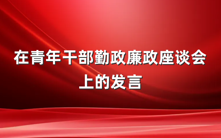 在青年干部勤政廉政座谈会上的发言