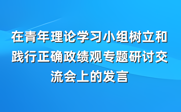 在青年理论学习小组树立和践行正确政绩观专题研讨交流会上的发言