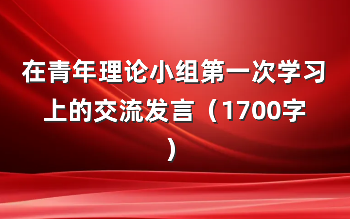 在青年理论小组第一次学习上的交流发言（1700字）