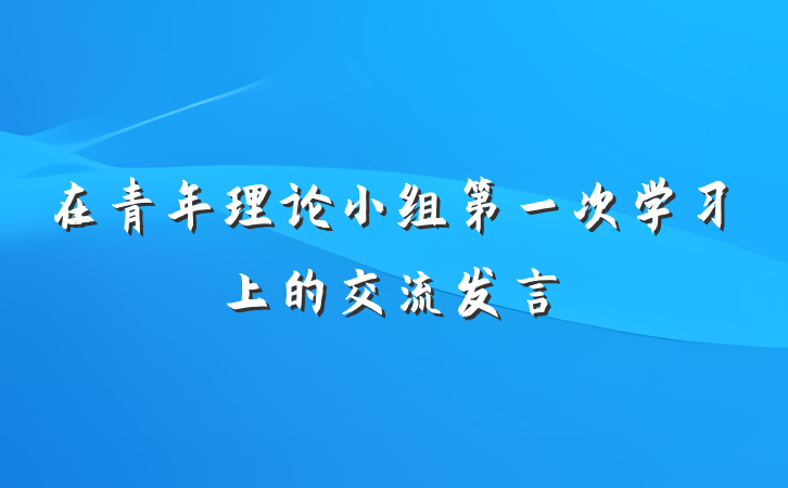 在青年理论小组第一次学习上的交流发言