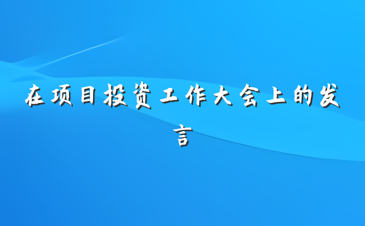 在项目投资工作大会上的发言