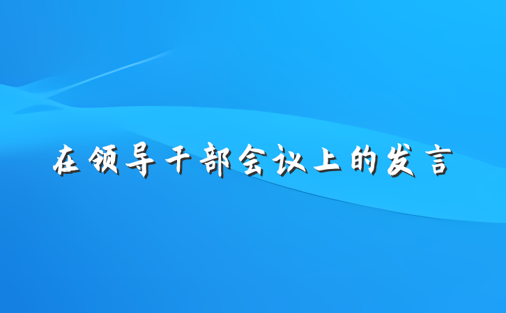 在领导干部会议上的发言