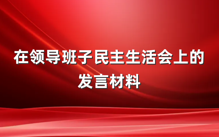 在领导班子民主生活会上的发言材料