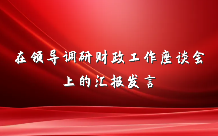 在领导调研财政工作座谈会上的汇报发言