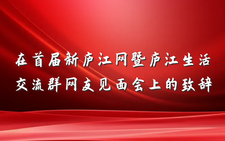 在首届新庐江网暨庐江生活交流群网友见面会上的致辞
