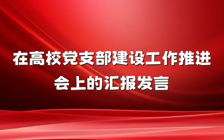 在高校党支部建设工作推进会上的汇报发言