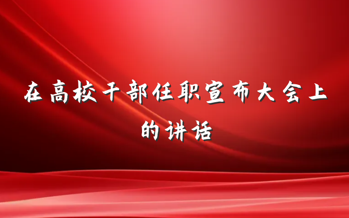在高校干部任职宣布大会上的讲话