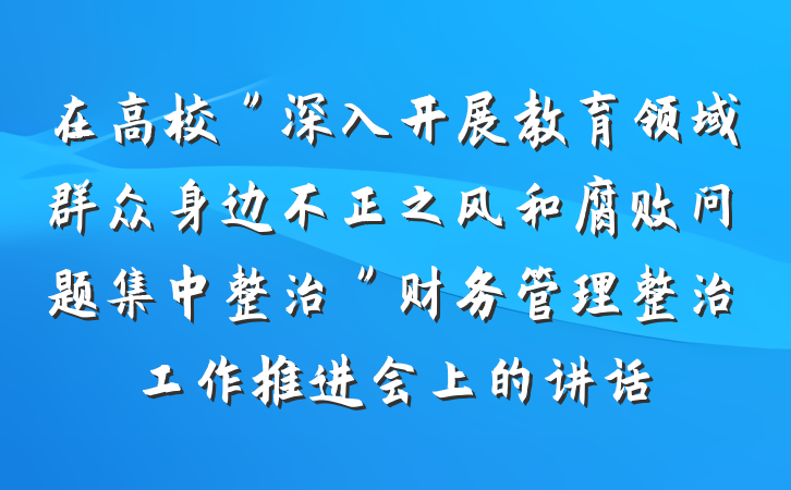 在高校＂深入开展教育领域群众身边不正之风和腐败问题集中整治＂财务管理整治工作推进会上的讲话