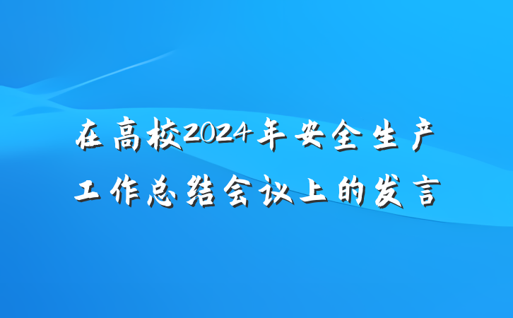 在高校2024年安全生产工作总结会议上的发言