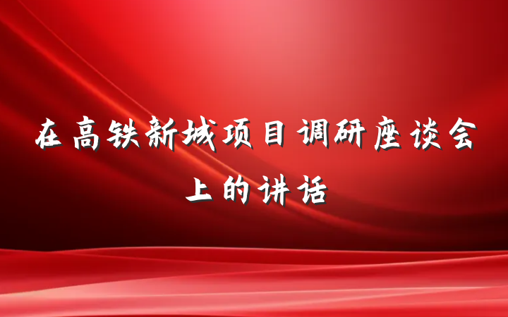 在高铁新城项目调研座谈会上的讲话