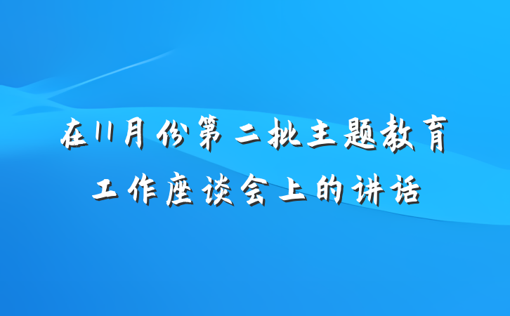 在11月份第二批主题教育工作座谈会上的讲话