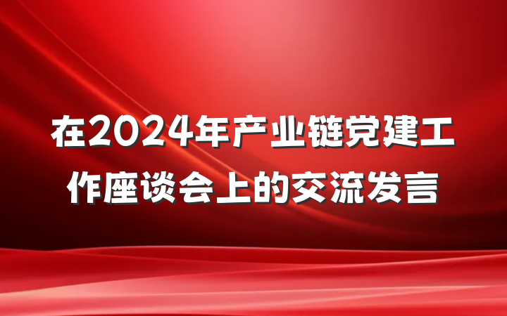 在2024年产业链党建工作座谈会上的交流发言