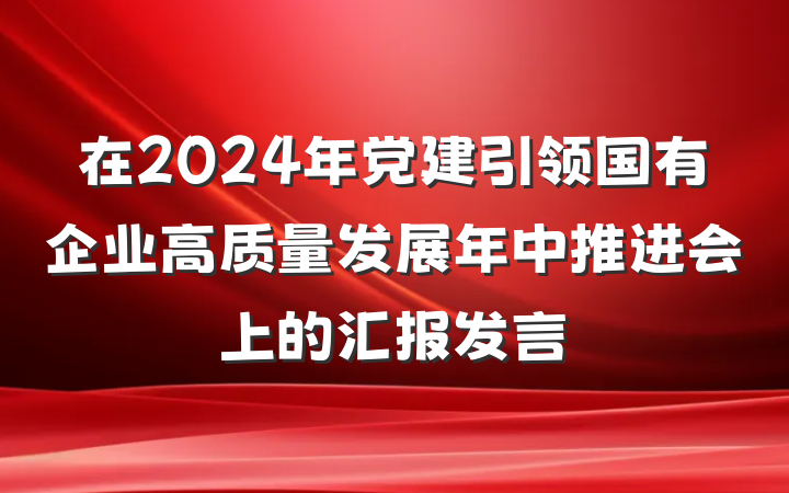 在2024年党建引领国有企业高质量发展年中推进会上的汇报发言
