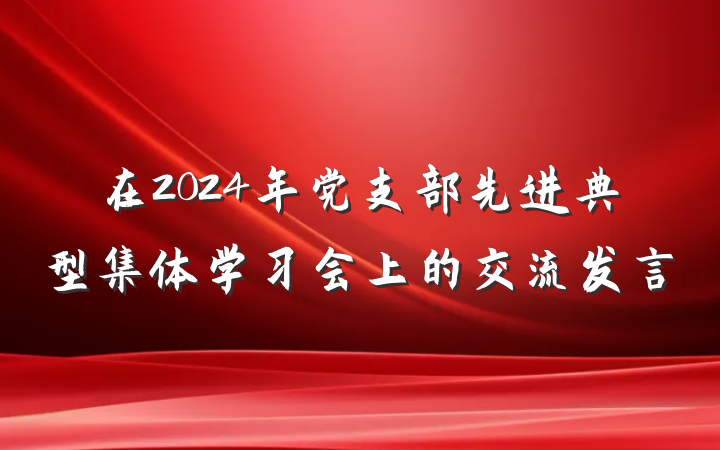 在2024年党支部先进典型集体学习会上的交流发言