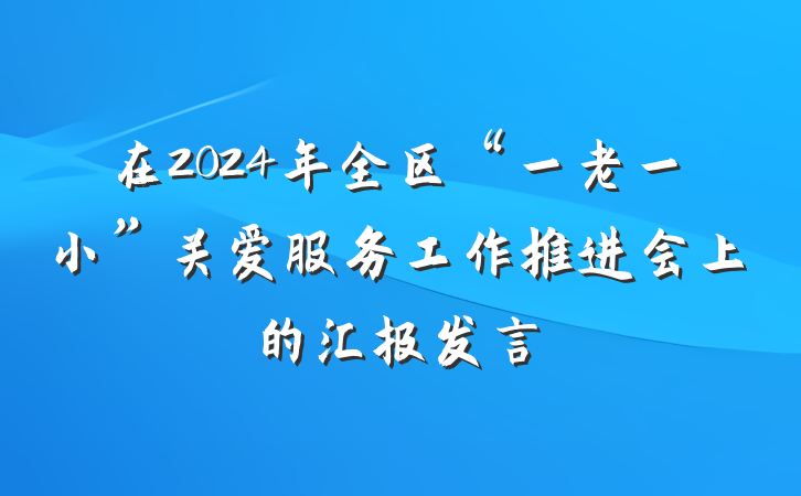 在2024年全区“一老一小”关爱服务工作推进会上的汇报发言