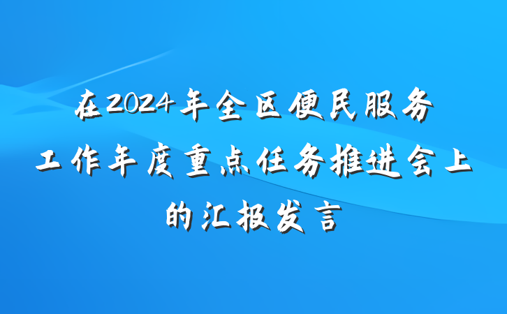 在2024年全区便民服务工作年度重点任务推进会上的汇报发言