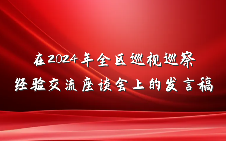 在2024年全区巡视巡察经验交流座谈会上的发言稿