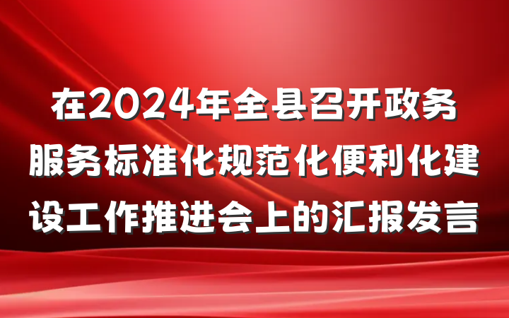 在2024年全县召开政务服务标准化规范化便利化建设工作推进会上的汇报发言